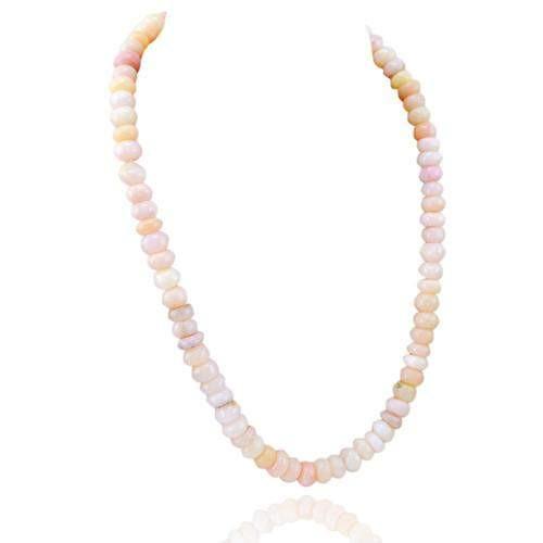 gemsmore:Genuine Pink Australian Opal Beads Necklace