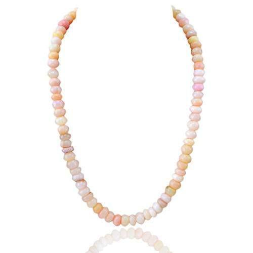 gemsmore:Genuine Pink Australian Opal Beads Necklace