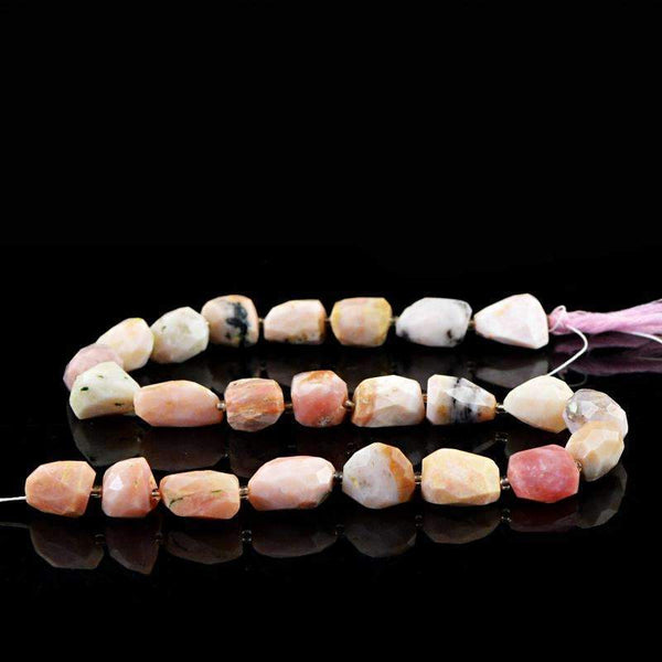 gemsmore:Genuine Pink Australian Opal Beads Strand - Natural Faceted Drilled
