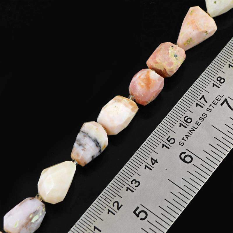 gemsmore:Genuine Pink Australian Opal Beads Strand - Natural Faceted Drilled