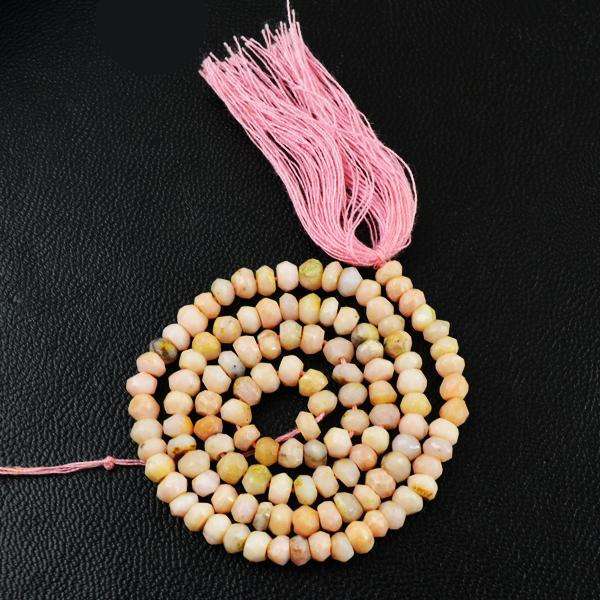 gemsmore:Genuine Pink Australian Opal Faceted Round Shape Drilled Beads Strand