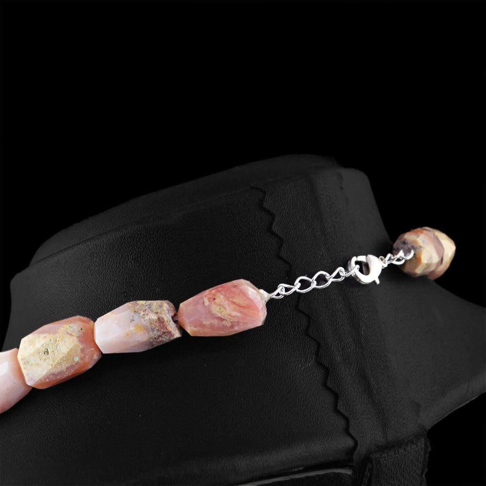 gemsmore:Genuine Pink Australian Opal Necklace Faceted Untreated Beads