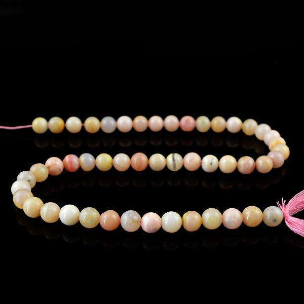 gemsmore:Genuine Pink Australian Opal Round Shape Drilled Beads Strand