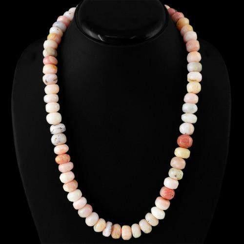 gemsmore:Genuine Pink Australian Opal Unheated Beads Necklace