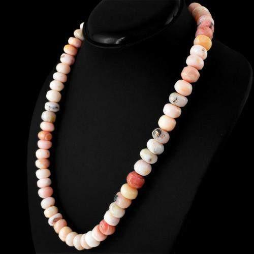 gemsmore:Genuine Pink Australian Opal Unheated Beads Necklace