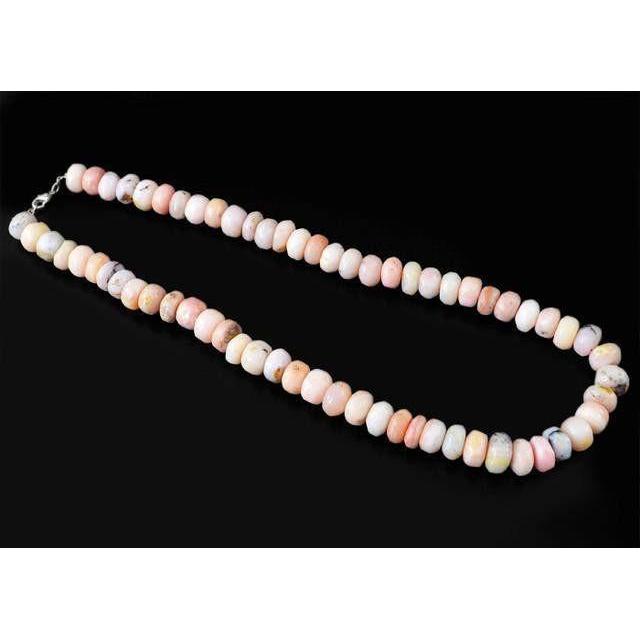 gemsmore:Genuine Pink Australian Opal Untreated Beads Necklace