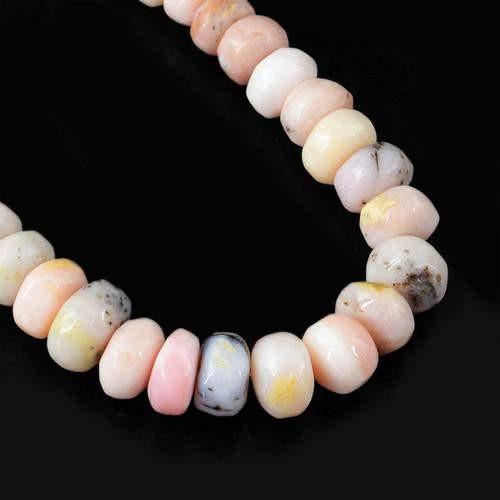 gemsmore:Genuine Pink Australian Opal Untreated Beads Necklace