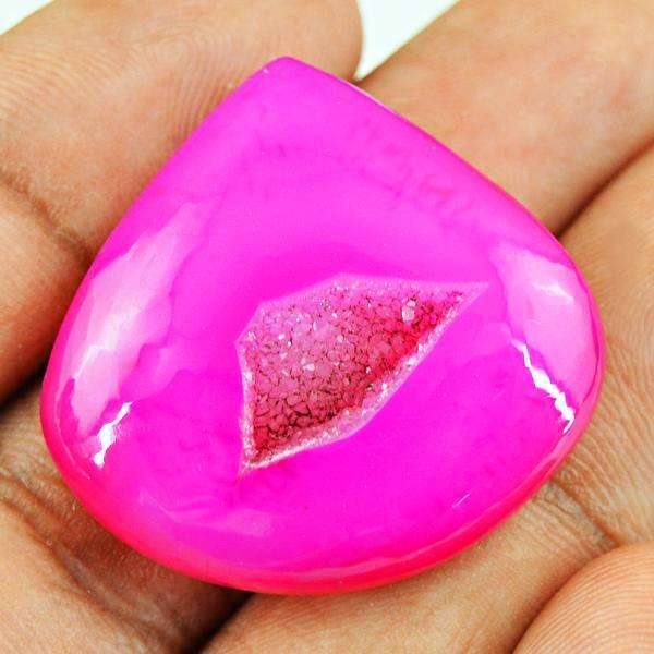 gemsmore:Genuine Pink Druzy Onyx Pear Shape Loose Gemstone