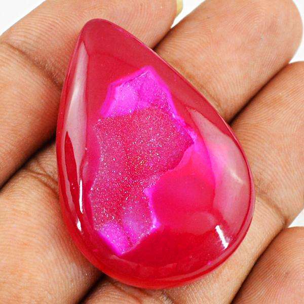 gemsmore:Genuine Pink Druzy Onyx Pear Shape Loose Gemstone