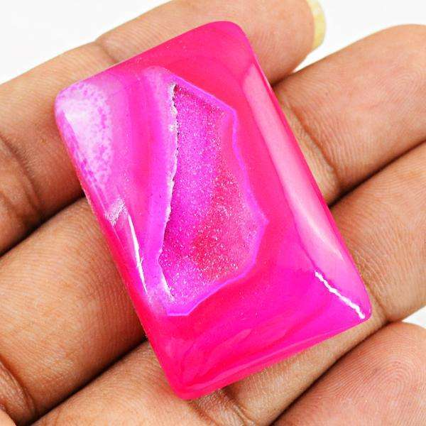 gemsmore:Genuine Pink Druzy Onyx Rectangle Shape Untreated Loose Gemstone