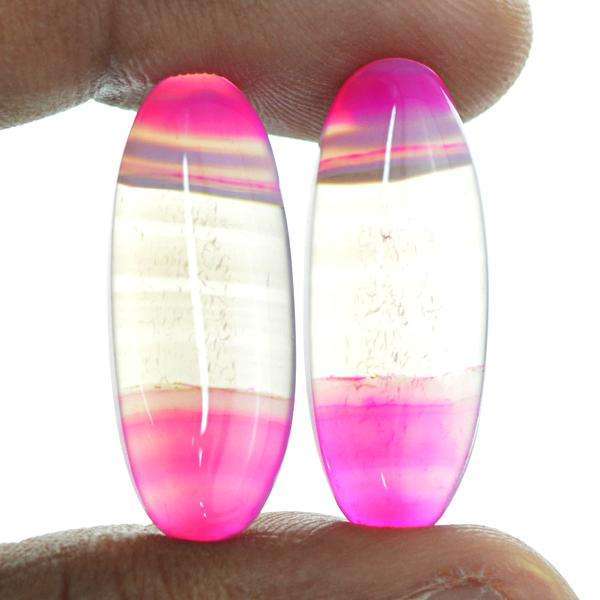 gemsmore:Genuine Pink Onyx Oval Shape Loose Gems Pair