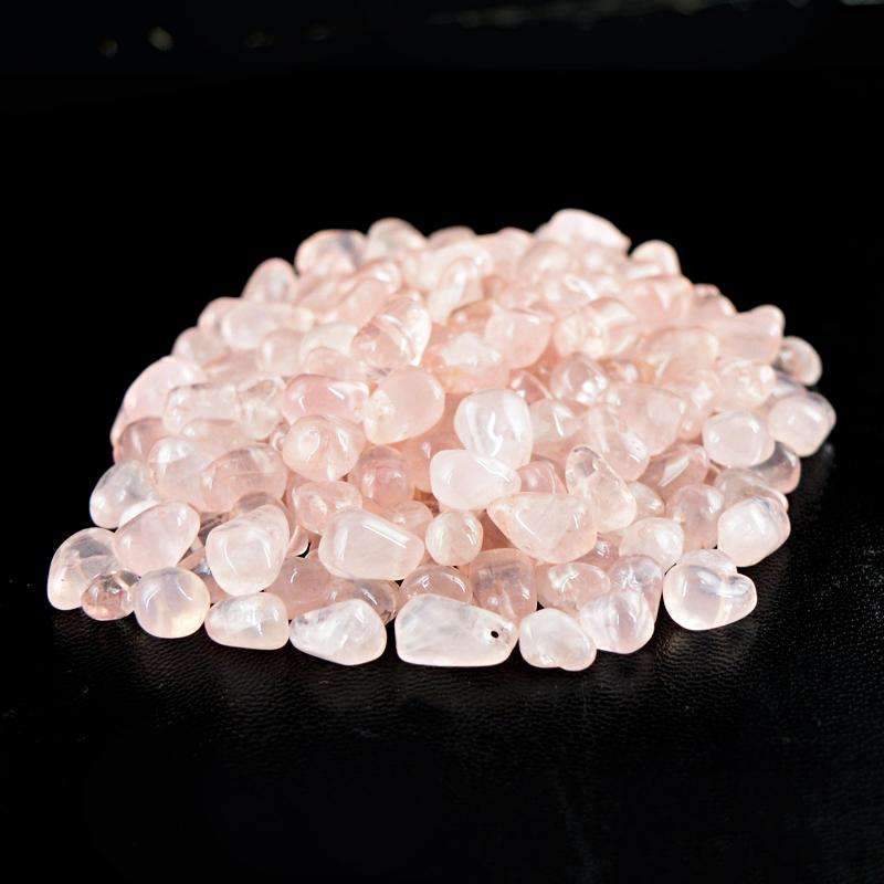 gemsmore:Genuine Pink Rose Quartz Beads Lot - Natural Drilled