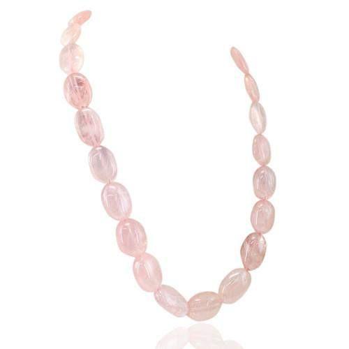 gemsmore:Genuine Pink Rose Quartz Beads Necklace