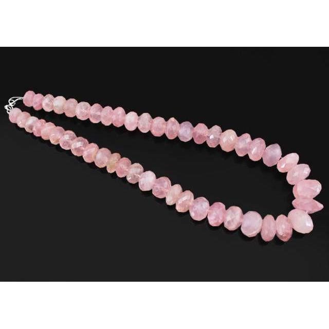 gemsmore:Genuine Pink Rose Quartz Beads Necklace