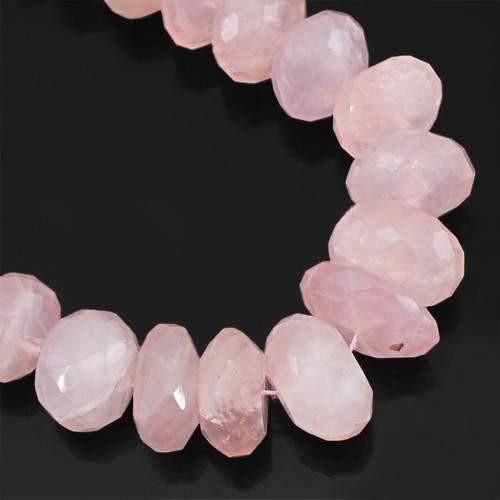 gemsmore:Genuine Pink Rose Quartz Beads Necklace