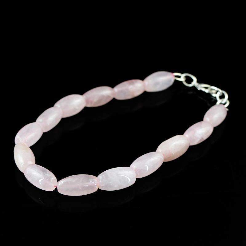 gemsmore:Genuine Pink Rose Quartz Bracelet Natural Untreated Beads