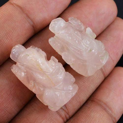 gemsmore:Genuine Pink Rose Quartz Carved Ganesha Gemstone Lot