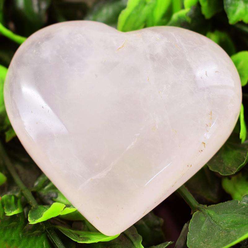 gemsmore:Genuine Pink Rose Quartz Carved Heart Cabochon