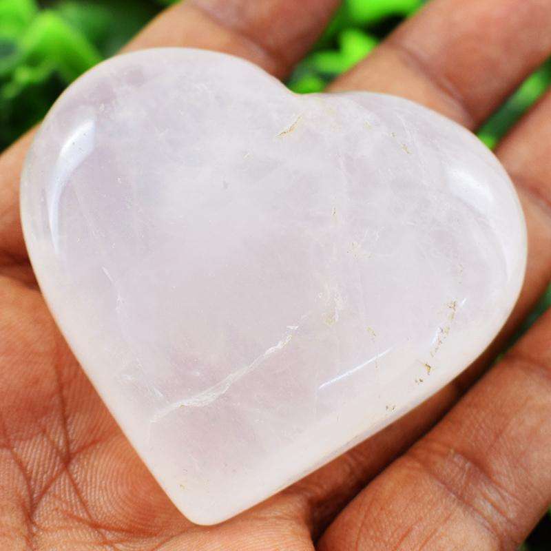 gemsmore:Genuine Pink Rose Quartz Carved Heart Cabochon