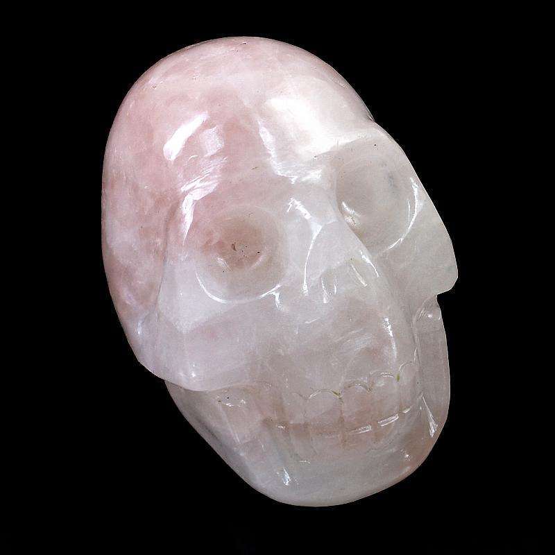 gemsmore:Genuine Pink Rose Quartz Carved Skull Gemstone