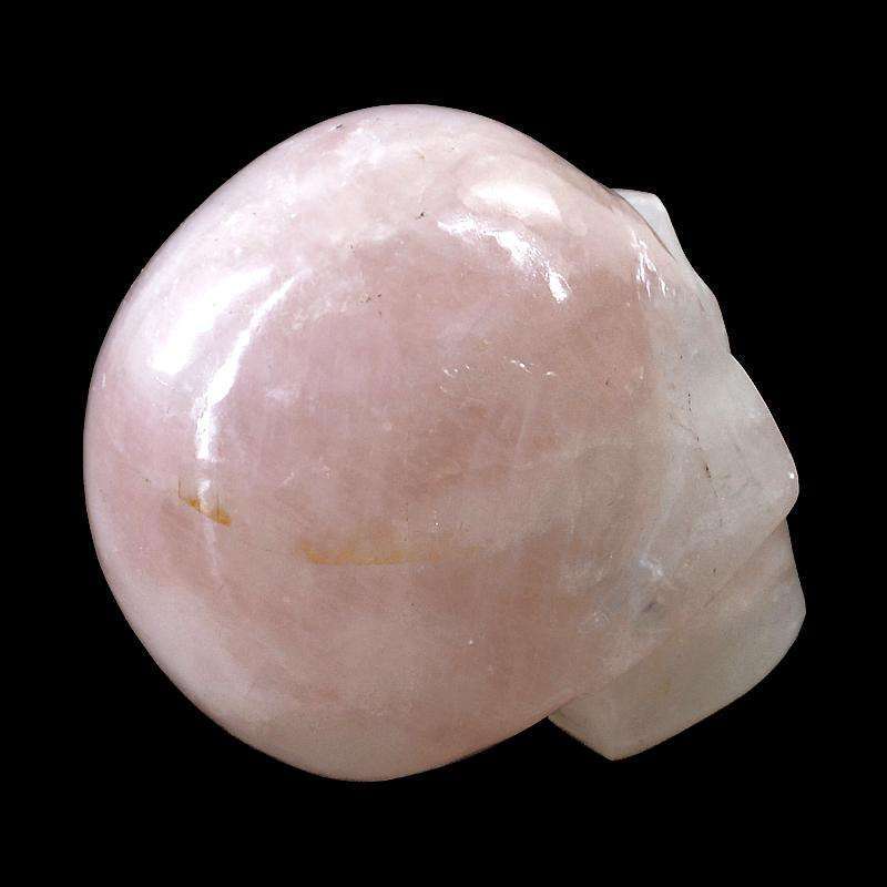 gemsmore:Genuine Pink Rose Quartz Carved Skull Gemstone