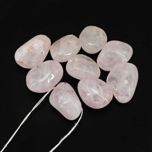 gemsmore:Genuine Pink Rose Quartz Drilled Beads Lot