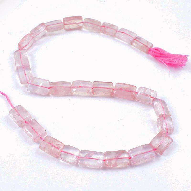 gemsmore:Genuine Pink Rose Quartz Drilled Beads Strand