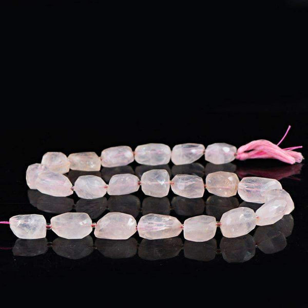 gemsmore:Genuine Pink Rose Quartz Drilled Beads Strand Natural Faceted