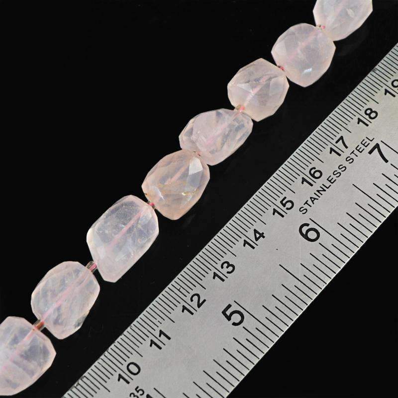 gemsmore:Genuine Pink Rose Quartz Drilled Beads Strand Natural Faceted