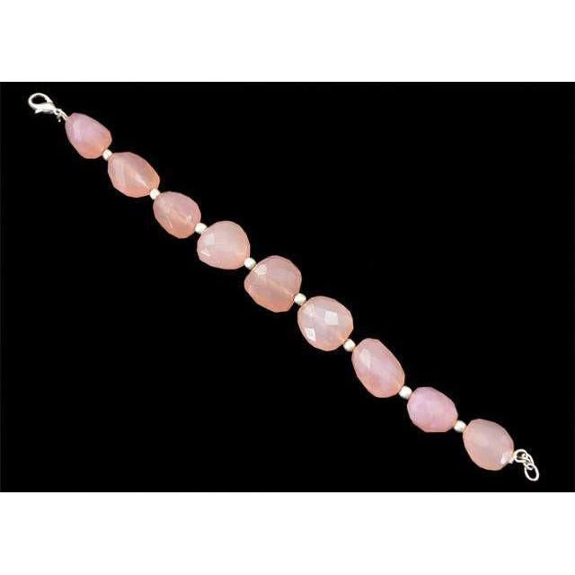 gemsmore:Genuine Pink Rose Quartz Faceted Beads Bracelet