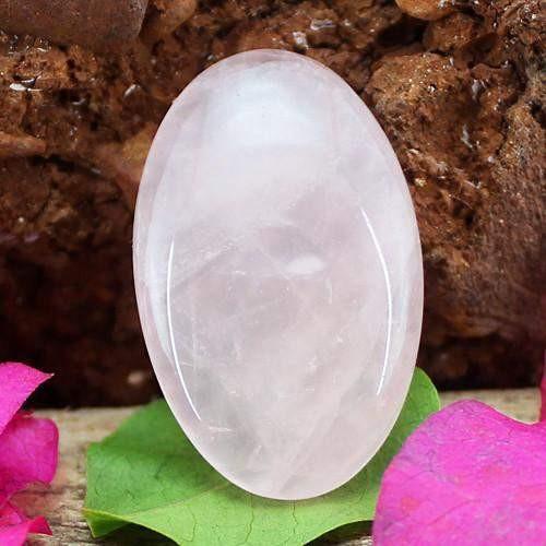 gemsmore:Genuine Pink Rose Quartz Oval Shaped Gemstone