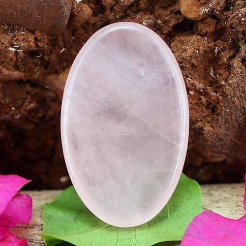 gemsmore:Genuine Pink Rose Quartz Oval Shaped Gemstone