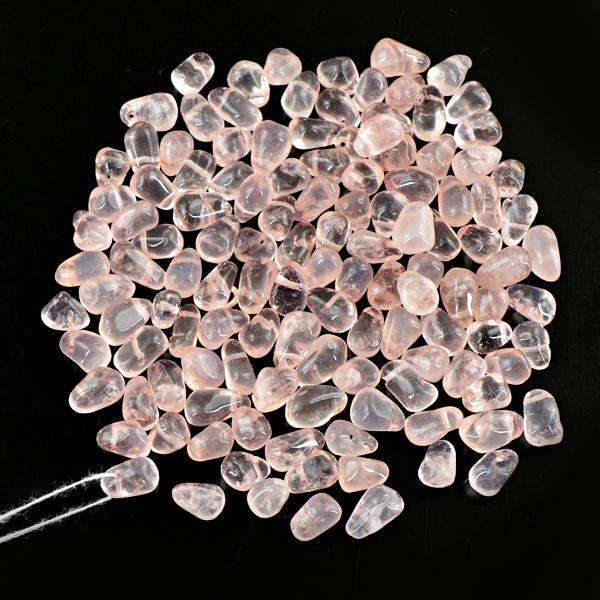 gemsmore:Genuine Pink Rose Quartz Rain Drops Drilled Beads Lot