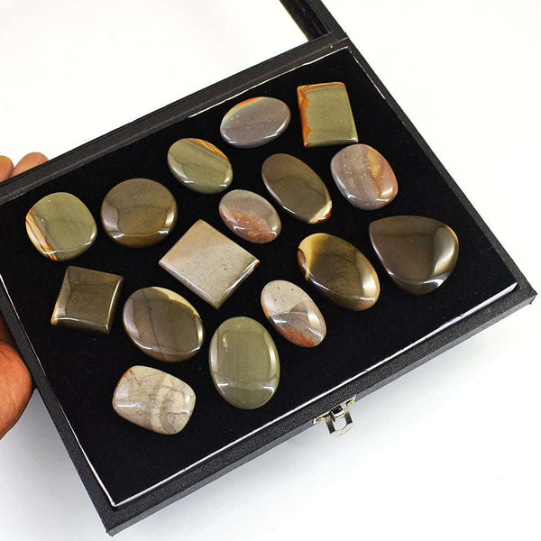 gemsmore:Genuine Polygram Jasper  Untreated Gemstone Cabochon Lot