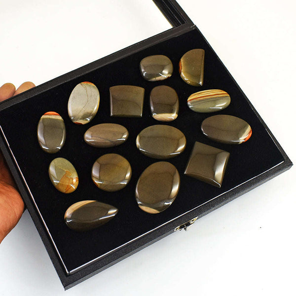 gemsmore:Genuine Polygram Jasper  Untreated Gemstone Cabochon Lot