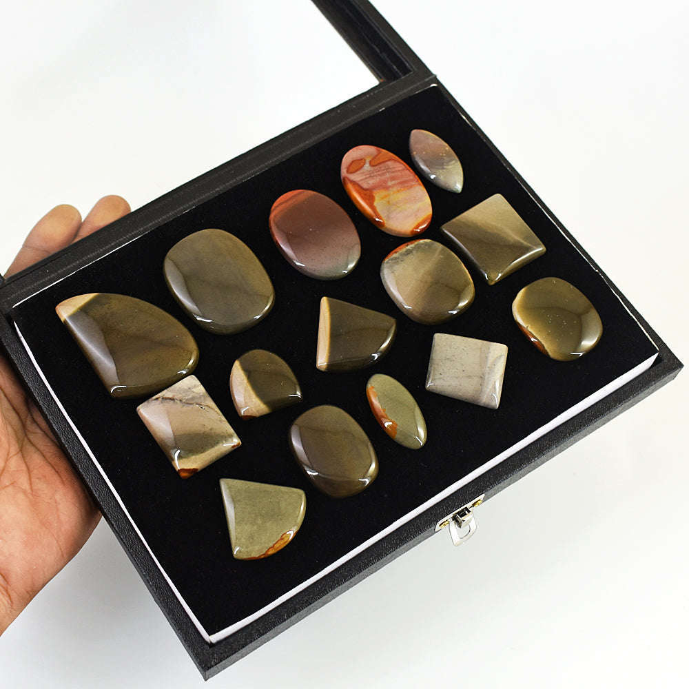 gemsmore:Genuine Polygram Jasper Untreated Gemstone Cabochon Lot