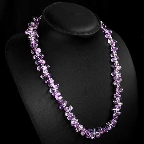 gemsmore:Genuine Purple Amethyst Beads Necklace