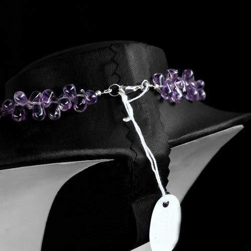 gemsmore:Genuine Purple Amethyst Beads Necklace