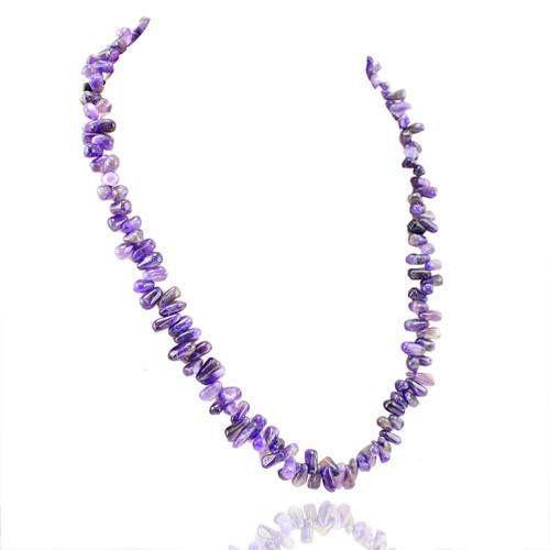 gemsmore:Genuine Purple Amethyst Beads Necklace