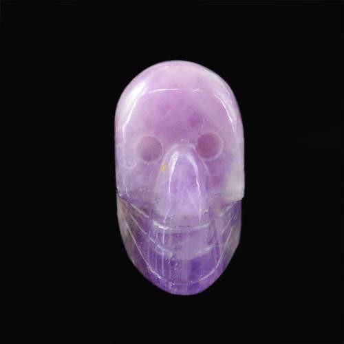 gemsmore:Genuine Purple Amethyst Carved Skull Gemstone