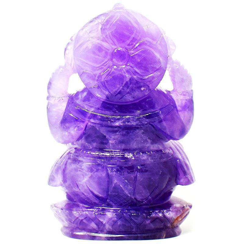 gemsmore:Genuine Purple Amethyst Hand Craved Lord Ganesha