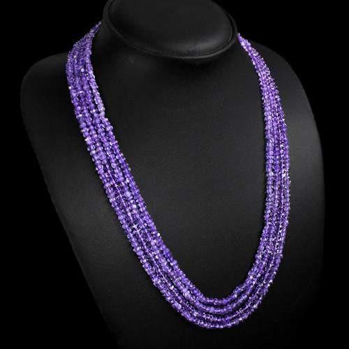 gemsmore:Genuine Purple Amethyst Natural Shining Beads Necklace