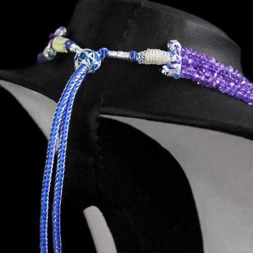 gemsmore:Genuine Purple Amethyst Natural Shining Beads Necklace