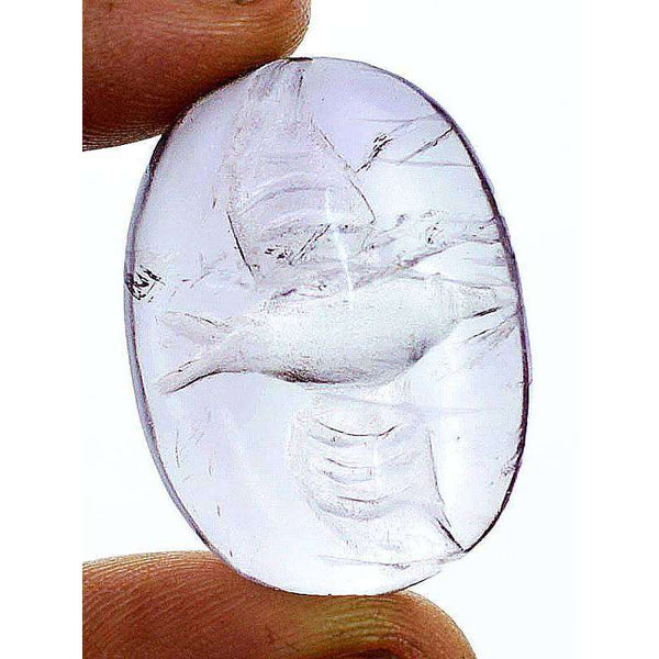 gemsmore:Genuine Purple Amethyst Oval Shape Carved Gem
