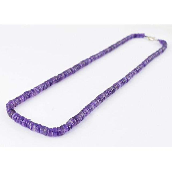 gemsmore:Genuine Purple Amethyst Untreated Beads Necklace