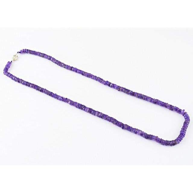 gemsmore:Genuine Purple Amethyst Untreated Beads Necklace