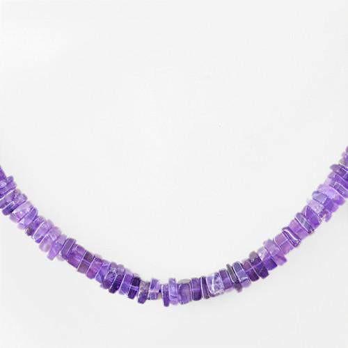 gemsmore:Genuine Purple Amethyst Untreated Beads Necklace