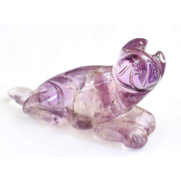 gemsmore:Genuine Purple Fluorite Hand Carved Doggy