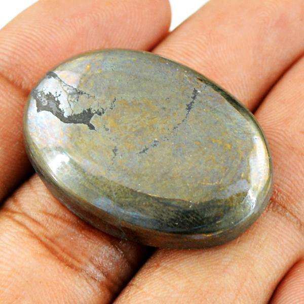 gemsmore:Genuine Pyrite Oval Shape Loose Gemstone