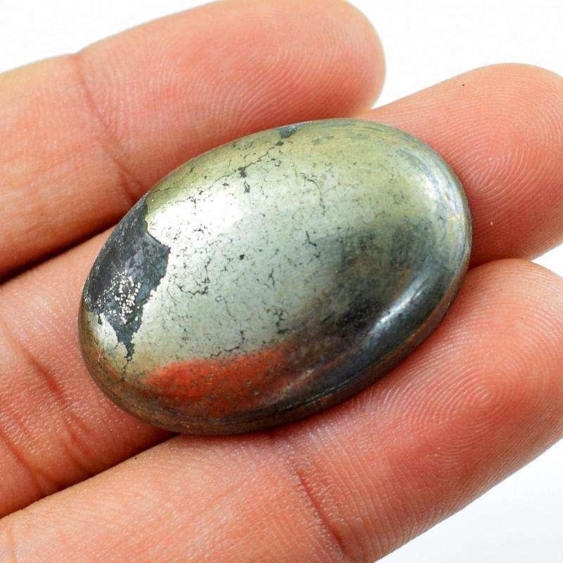 gemsmore:Genuine Pyrite Oval Shape Untreated Loose Gemstone